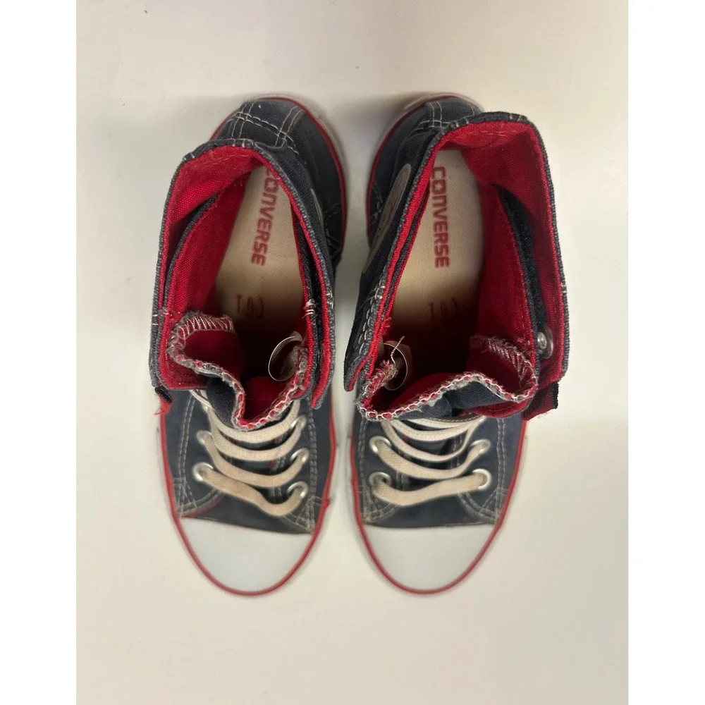 Converse All‎ Star High Top Sneakers Kids Size 3 Roll Down Collar Blue Red
